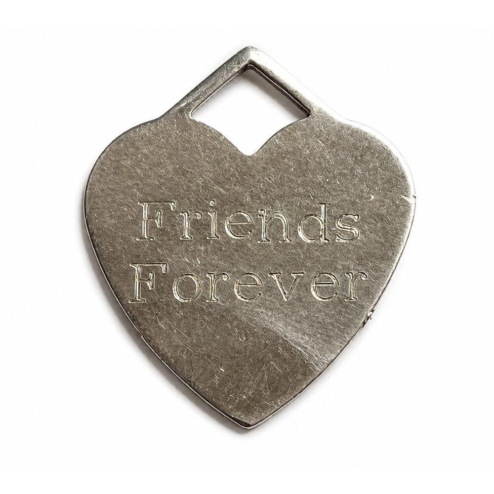 925 Sterling Silver Friends Forever Heart Charm Pendant Engraved Love Gift